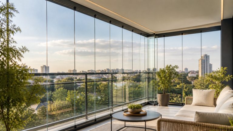 Modern katlanır cam balkon uygulaması
